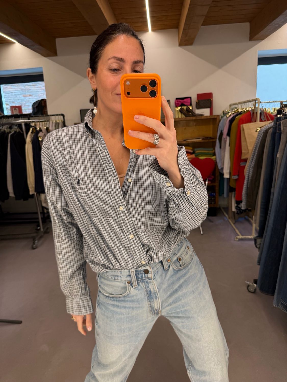 CAMICIA RALPH LAUREN SCOZZESE BIANCO BLU AZZURRO CAVALLINO NERO TG S OVER