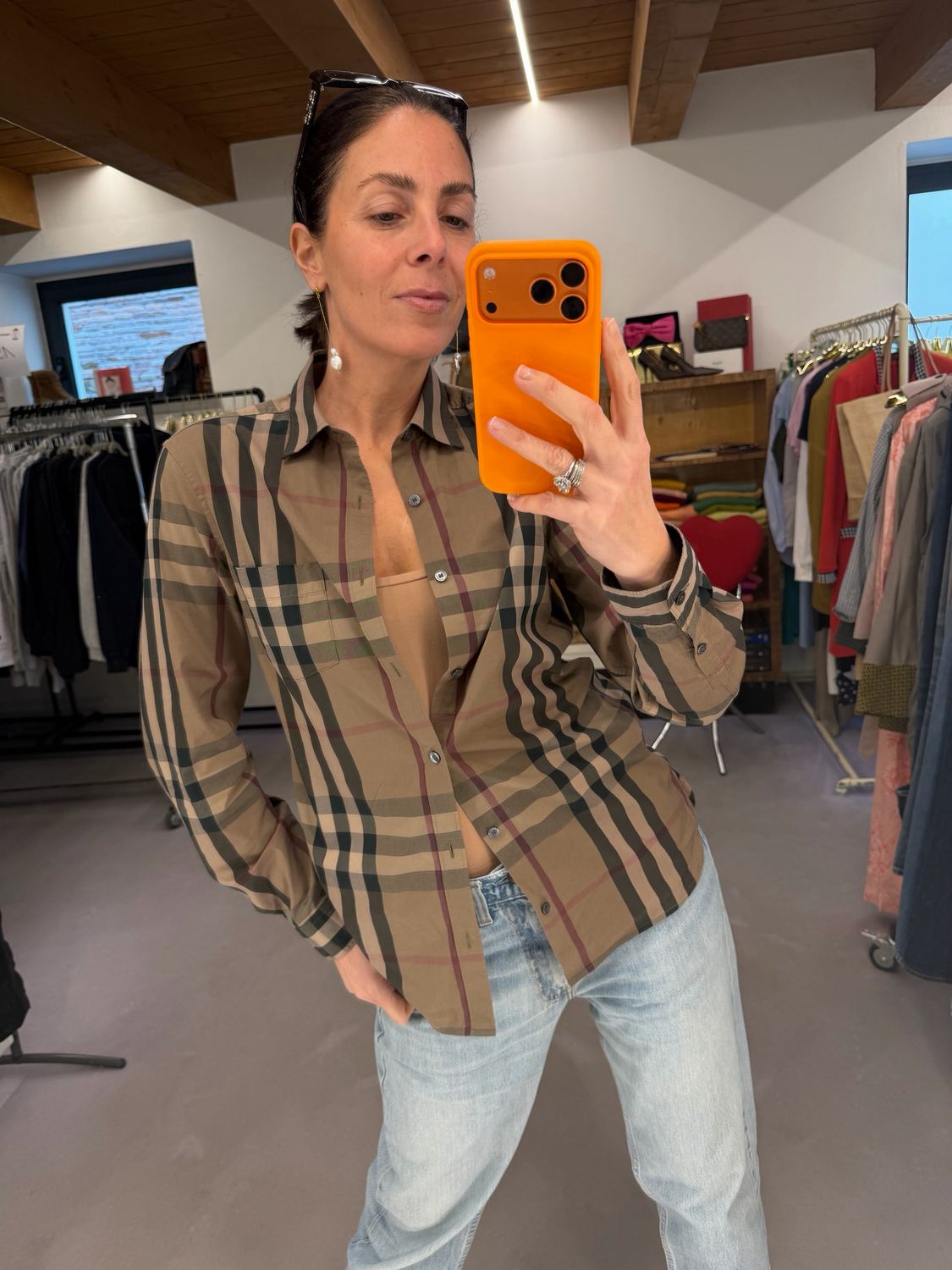 CAMICIA BURBERRY TG S CHECK NOCCIOLA