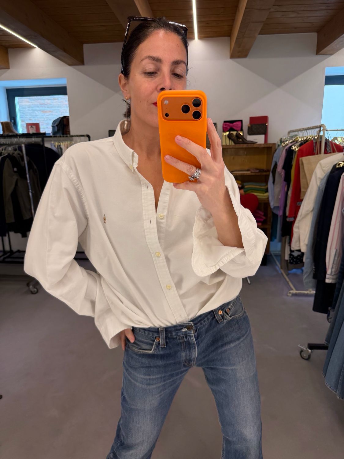 CAMICIA RALPH LAUREN BIANCO COTONE OXFORD TG XL CAVALLINO DETTAGLIATO 