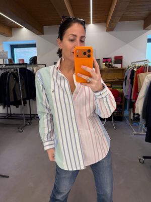 CAMICIA RALPH LAUREN RIGHE PASTELLO CAVALLINO DETTAGLIATO TG M