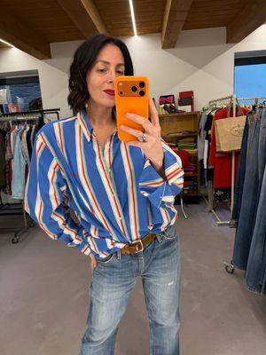 CAMICIA RALPH LAUREN FANTASIA RIGHE MULTICOLOR CAVALLINO ROSSO TG XXL