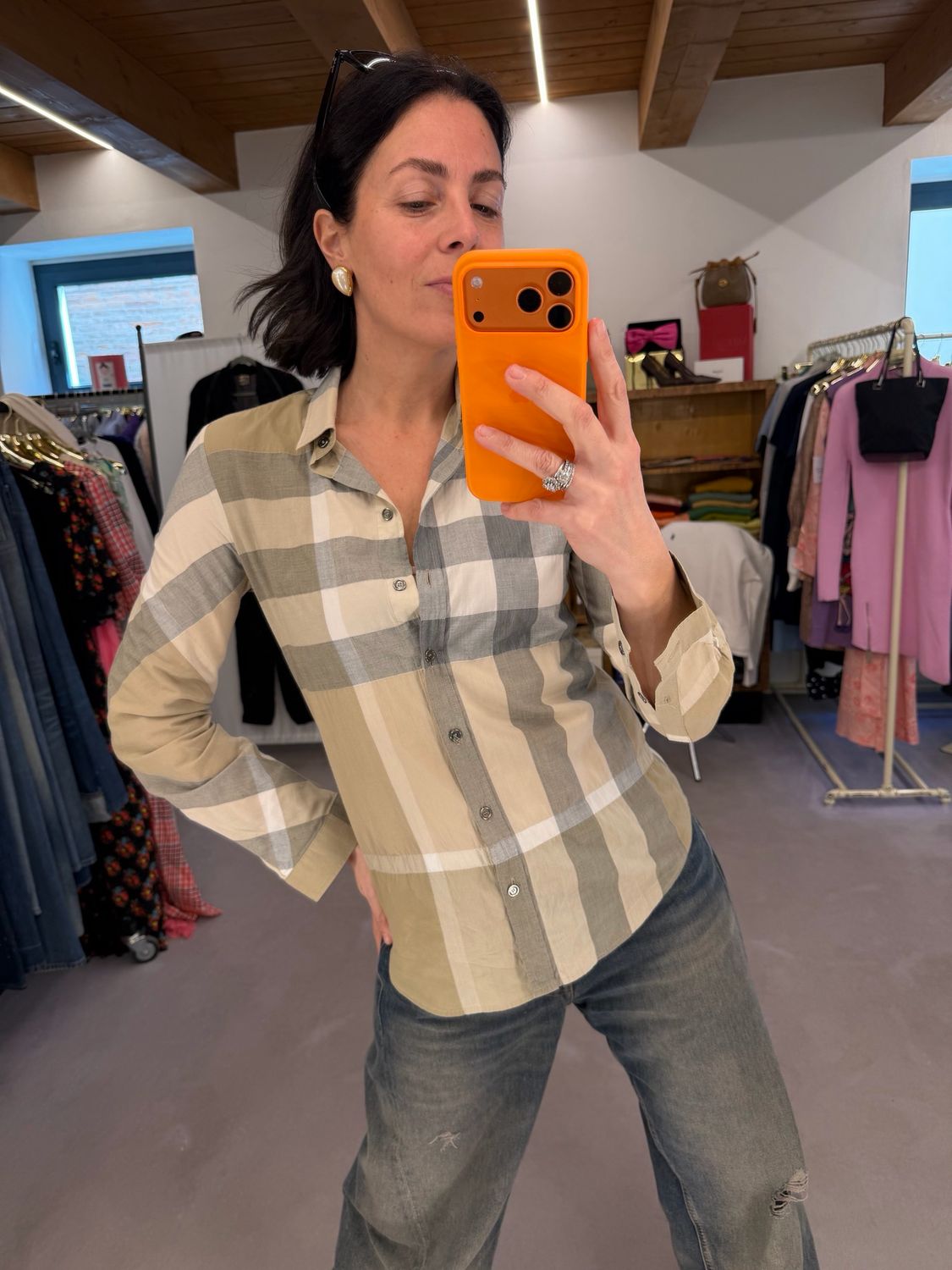 CAMICIA BURBERRY CHECK SABBIA CHIARO