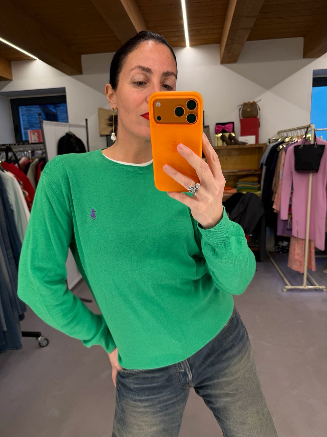 MAGLIONCINO RALPH LAUREN PIMA COTTON VERDE SMERALDO