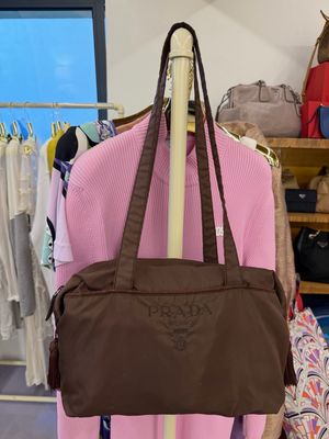 BORSA PRADA NYLON TESTA DI MORO LOGO LETTERING RICAMATO