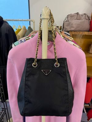 BORSA PRADA VINTAGE NYLON E PELLE TRACOLLA REGOLABILE CATENA