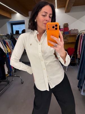 CAMICIA RALPH LAUREN BIANCA BOTTON DOWN OXFORD CAVALLINO DETTAGLIATO TG S