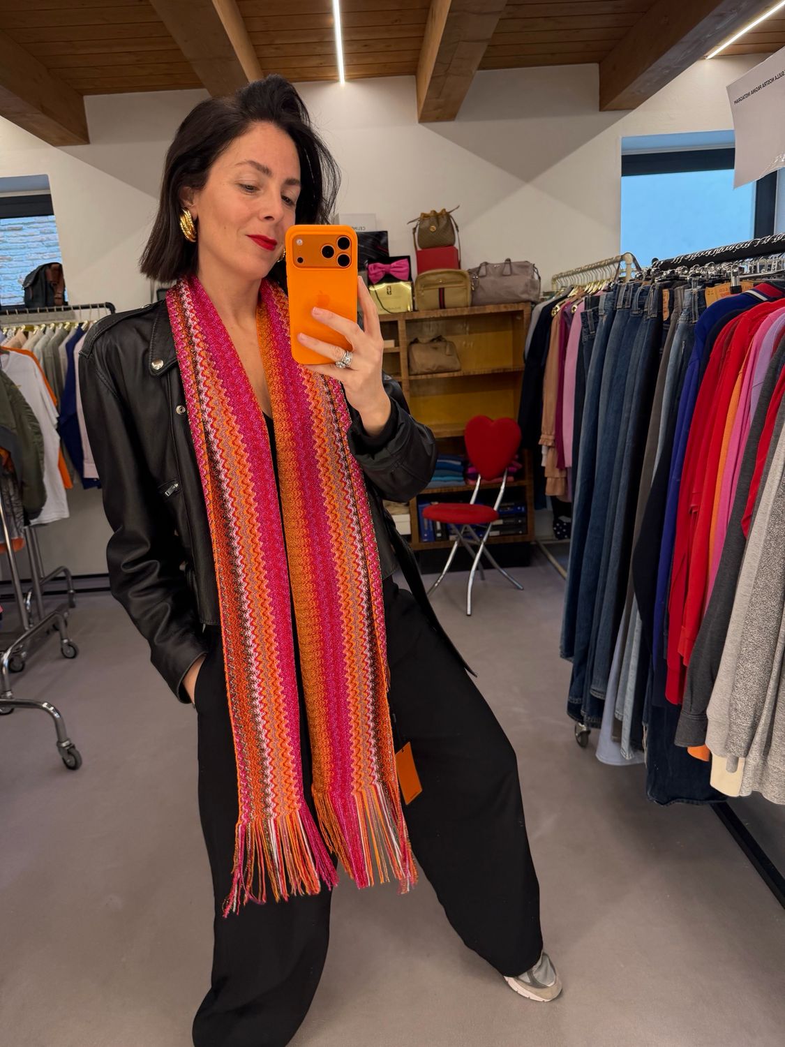 SCIARPA ESTIVA MISSONI FILO LAMINATO ARANCIO/FUCSIA