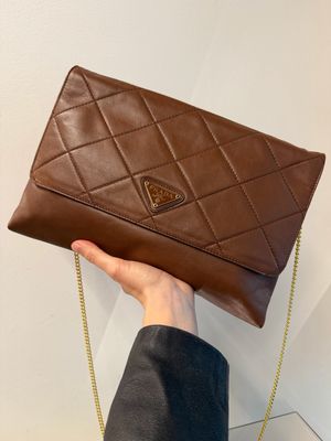 BORSA PRADA PELLE TRAPUNTATA MARRONE BORSA PRADA PELLE TRAPUNTATA MARRONE