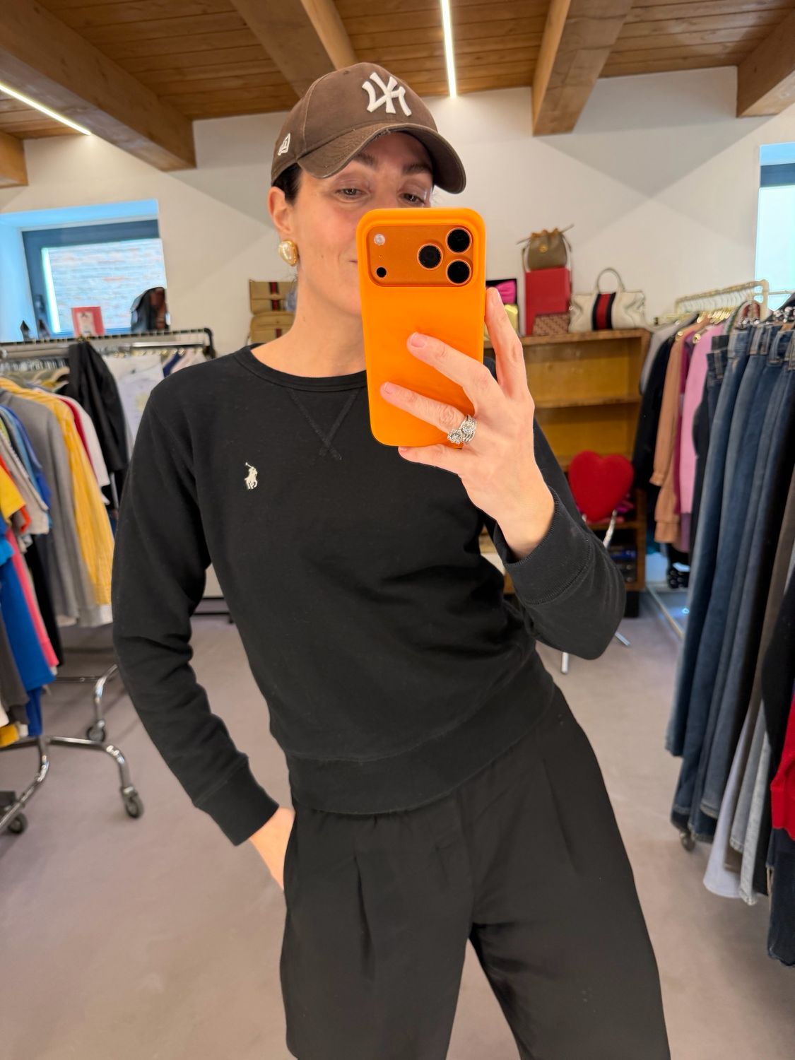 FELPA DONNA RALPH LAUREN NERA GIROCOLLO TG S 