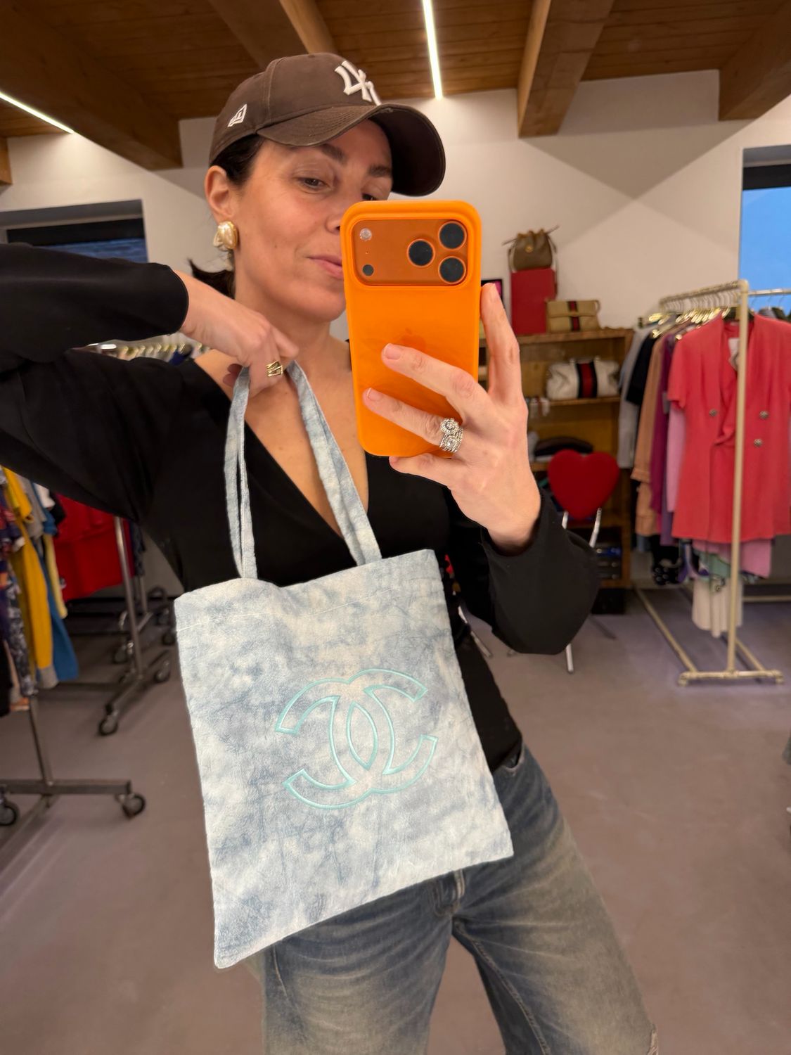 SHOPPER CHANEL TELA CANVAS SIMIL DENIM MARMORIZZATA