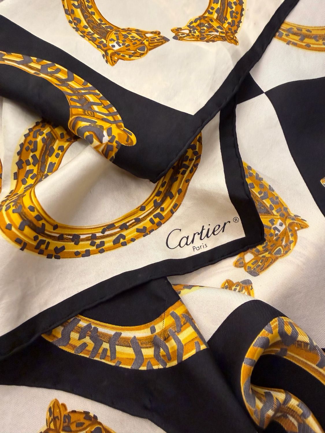 FOULARD CARTIER PURA SETA FANTASIA LEOPARDI