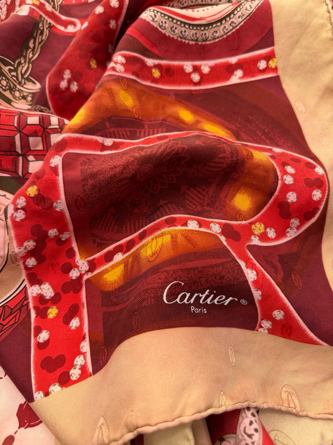 FOULARD CARTIER PURA SETA FANTASIA OROLOGI