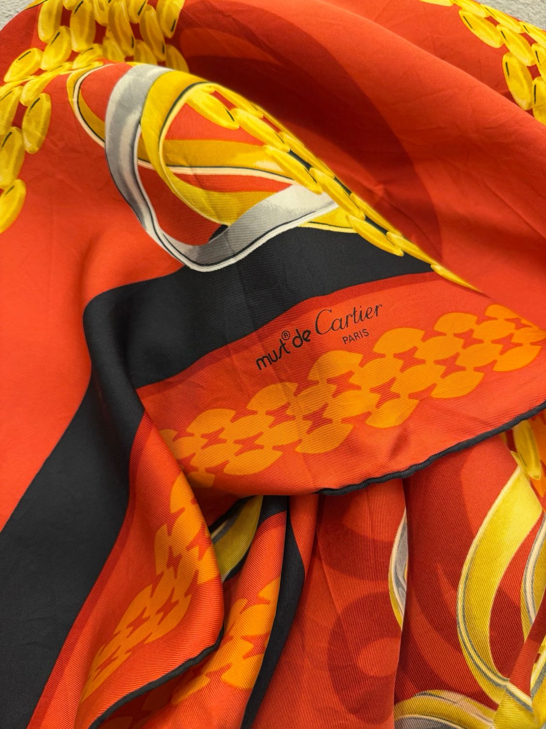 FOULARD CARTIER PURA SETA FANTASIA TRE ORI