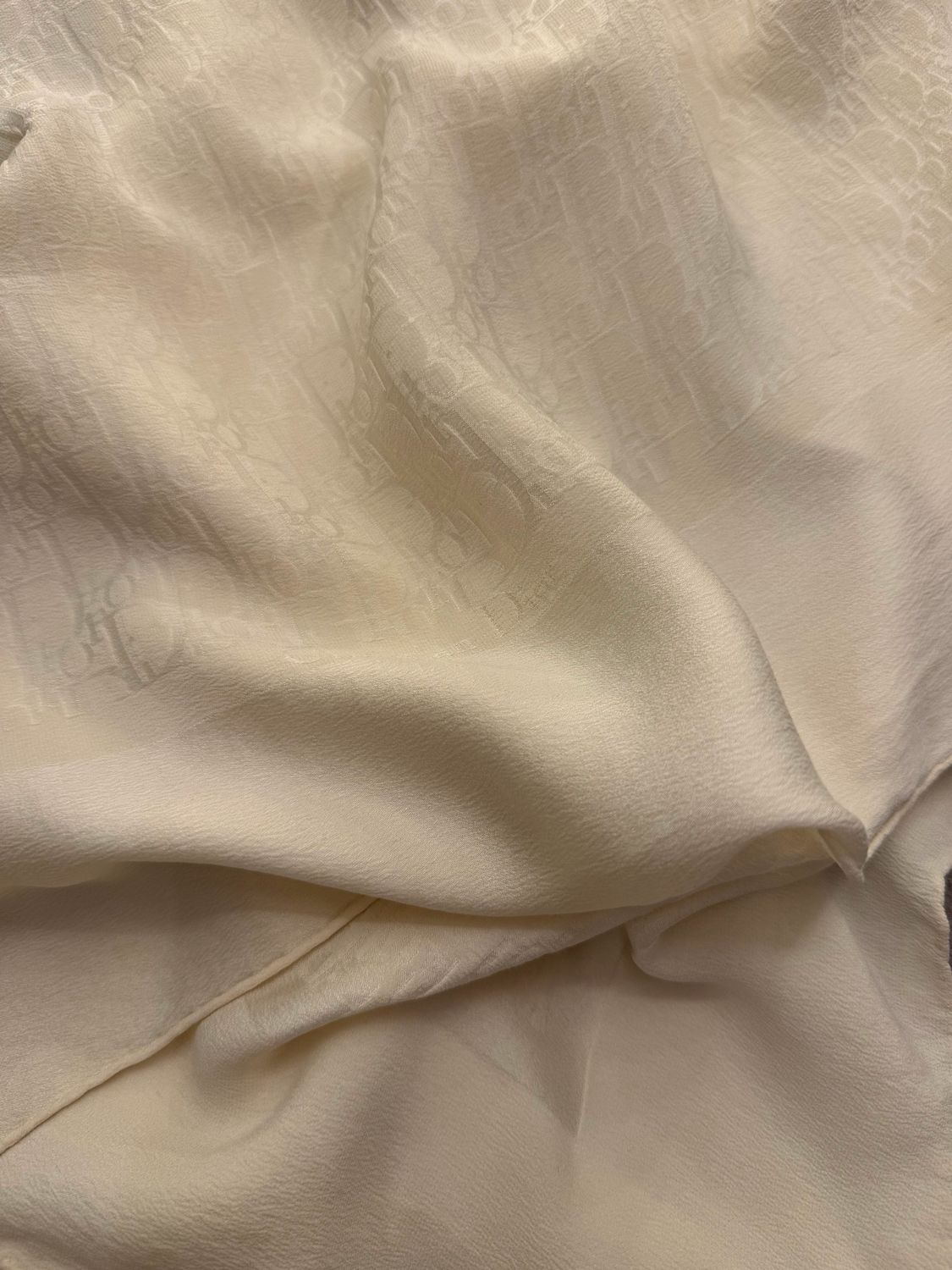 FOULARD DIOR PURA SETA PANNA FANTASIA MONOGRAM TONO SU TONO