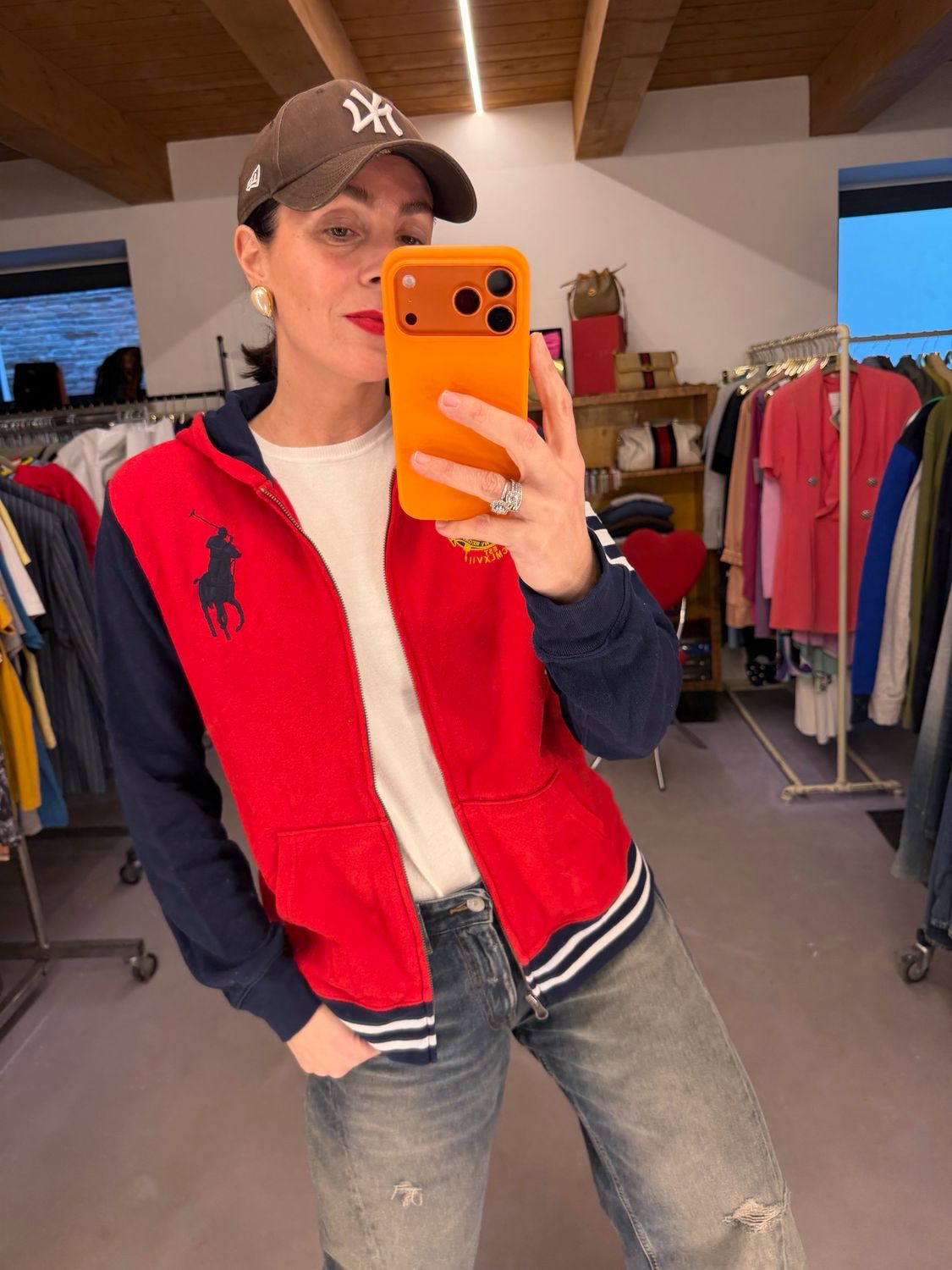 FELPA RALPH LAUREN MAXI CAVALLINO E LOGO ROYAL