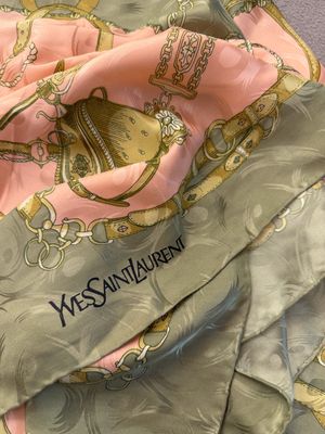 FOULARD YSL PURA SETA FANTASIA ROSA E SALVIA