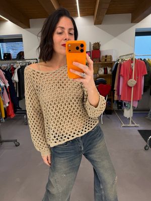 MAGLIA RETE CROCHET ÉCRU 