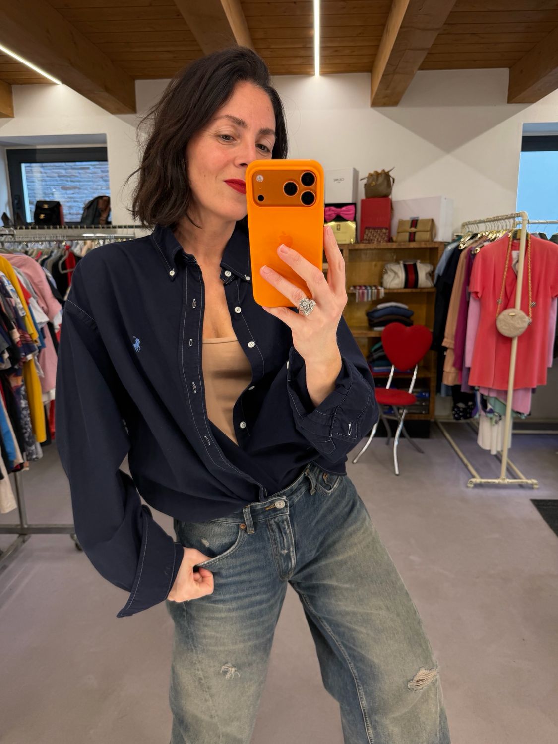 CAMICIA RALPH LAUREN BLU OVER TG XXL UNISEX