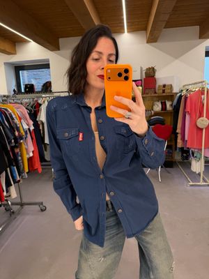 CAMICIA LEVIS COTONE ELASTICIZZATO SIMIL FELPA BLU TG L SLIM