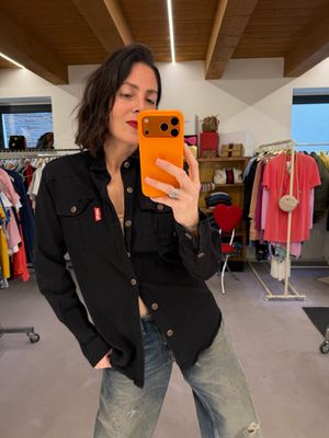 CAMICIA LEVIS COTONE ELASTICIZZATO SIMIL FELPA NERA TG L SLIM