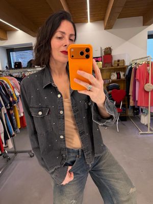 CAMICIA LEVIS DENIM GRIGIO CON APPLICAZIONI 