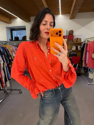 CAMICIA RALPH LAUREN LINO ROSSO FRAGOLA CAVALLINO TURCHESE TG L