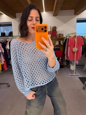 MAGLIA RETE CROCHET AZZURRA