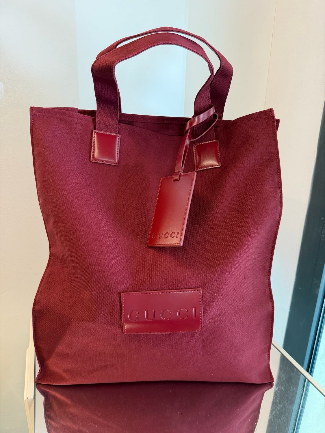 TOTE BAG GUCCI TELA BURGUNDY CON INSERTI IN PELLE
