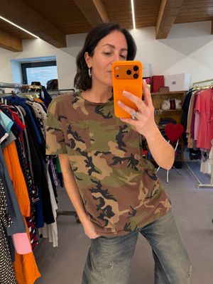 T-SHIRT RALPH LAUREN CAMOUFLAGE CON TASCHINO CAVALLINO NERO TG M UNISEX 