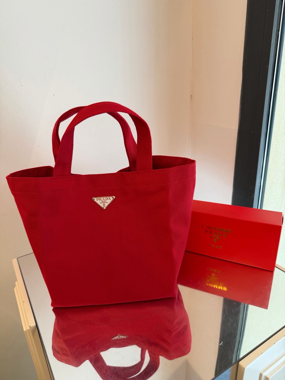 SHOPPERINA PRADA TELA CANVAS ROSSA