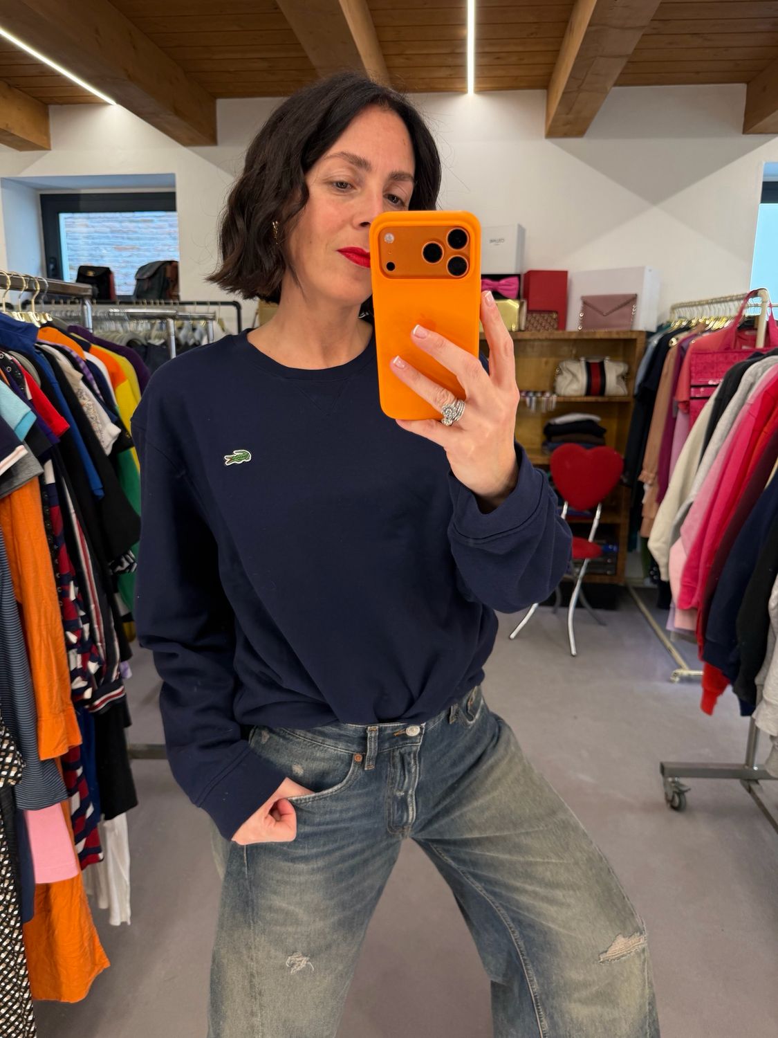 FELPA LACOSTE BLU GARZATA TG XL UNISEX