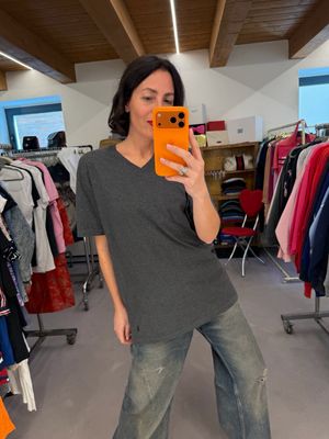 T-SHIRT RALPH LAUREN V NECK GRIGIO SCURO MÉLANGE 