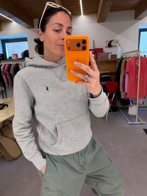 FELPA RALPH LAUREN GRIGIO CHIARO CHIUSA CON CAPPUCCIO 