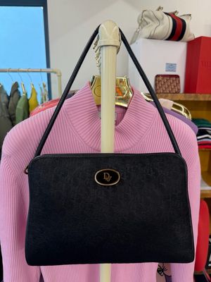 BORSA CHRISTIAN DIOR VINTAGE PELLE SCAMOSCIATA NERA MONOGRAM