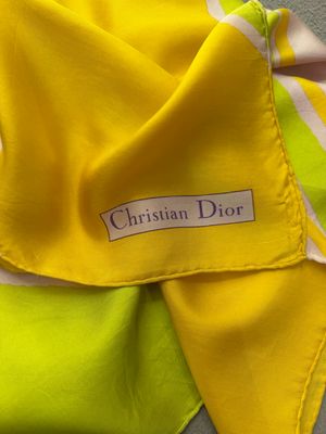 FOULARD DIOR PURA SETA RIGHE GIALLO VERDE ROSA