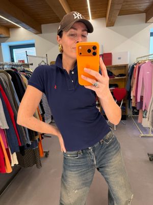 POLO RALPH LAUREN BLU CAVALLINO ROSSO TG M SLIM DONNA
