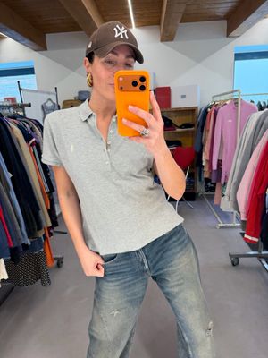 POLO RALPH LAUREN GRIGIO CHIARO MÉLANGE CAVALLINO BIANCO TG XL DONNA