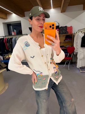 CARDIGAN PURO COTONE VINTAGE RICAMATO A MANO
