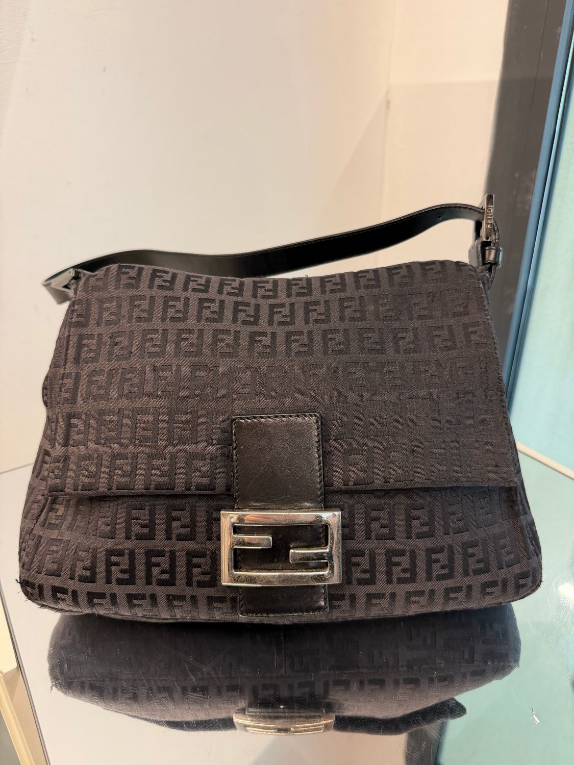 FENDI MAMA BAGUETTE ANNI 2000 TESSUTO MONOGRAM ZUCCHINO NERO