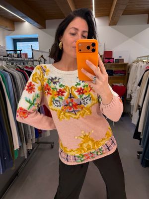 MAGLIONE COTONE RICAMATO VINTAGE HANDMADE