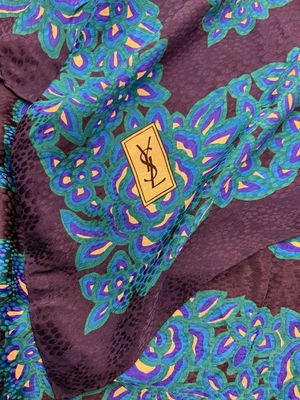 FOULARD PURA SETA YSL FANTASIA FLOREALE BLU
