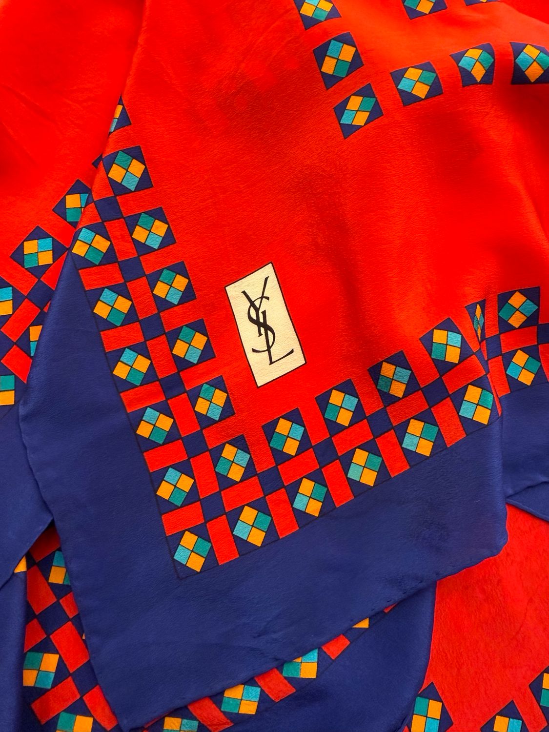 FOULARD PURA SETA YSL FANTASIA OPTICAL ROSSO