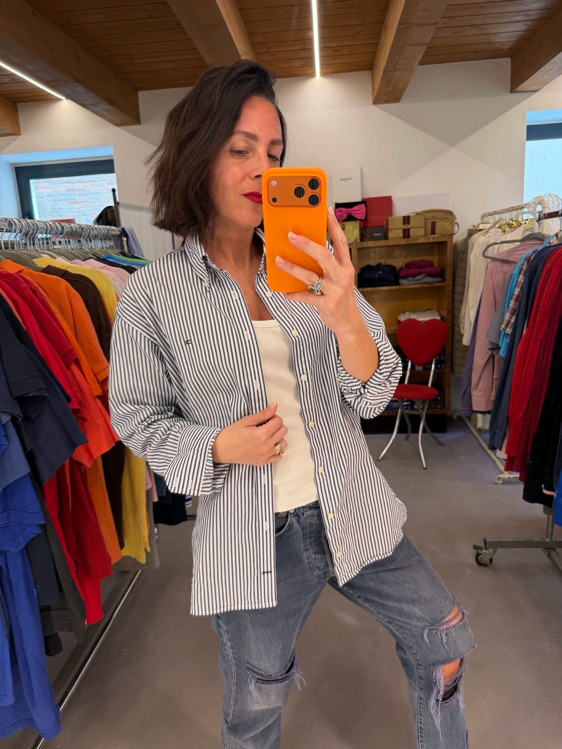 CAMICIA TOMMY HILFIGHER RIGHE BIANCHE BLU