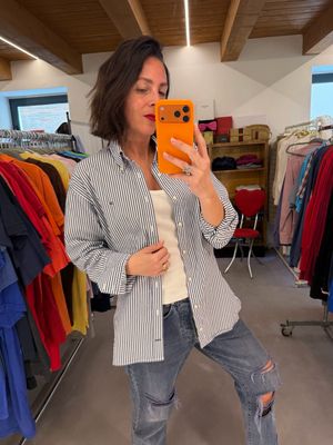 CAMICIA TOMMY HILFIGHER RIGHE BIANCHE BLU