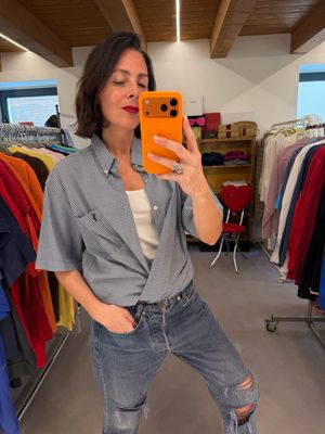 CAMICIA RALPH LAUREN MANICA CORTA VICHY BIANCO BLU