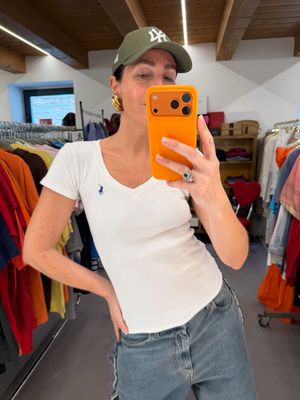 T-SHIRT RALPH LAUREN BIANCA DONNA CAVALLINO BLU TG XS