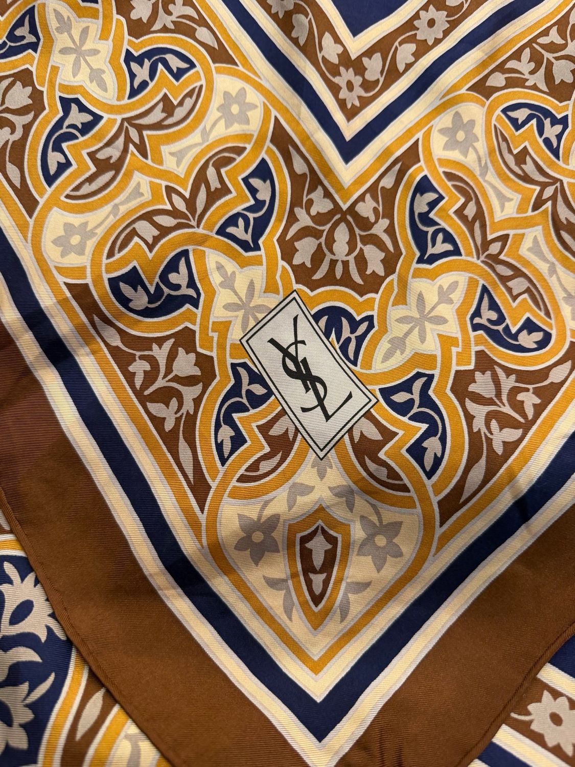 FOULARD YSL BLU E TONI DEL MARRONE