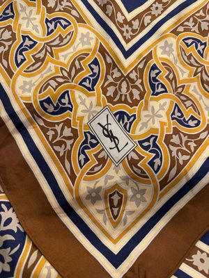 FOULARD YSL BLU E TONI DEL MARRONE FOULARD YSL BLU E TONI DEL MARRONE