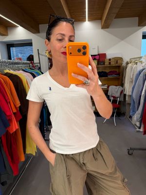 T-SHIRT RALPH LAUREN BIANCA V NECK DONNA TG M