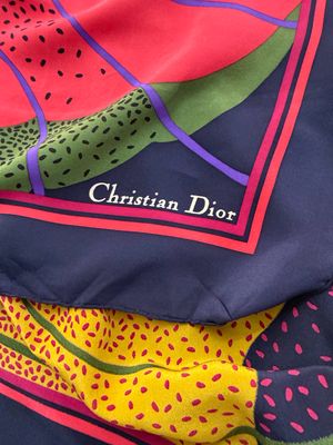 FOULARD CHRISTIAN DIOR PURA SETA BLU FANTASIA FLOREALE MACRO